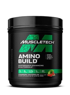 ماسل تيك BCAA Amino Acids + Electrolyte Powder | MuscleTech Amino Build | 7g of BCAAs + Electrolytes | Support Muscle Recovery, Build Lean Muscle & Boost Endurance | Strawberry Watermelon 593G  - Image 1