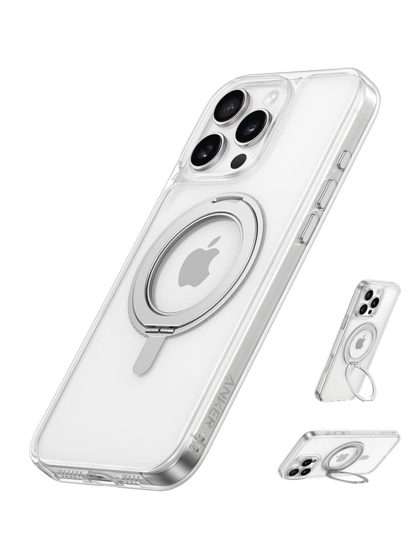 Anker - Ultra Magnetic for iPhone 16 Pro Max Case with Sturdy 360° Ring Stand, Military-Grade Shockproof iPhone 16 Pro Max Kickstand Compatible with MagSafe Clear - Image 1