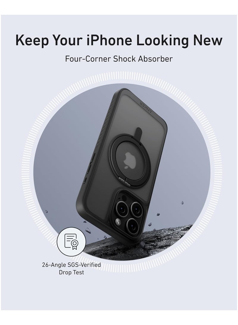 Anker - Ultra Magnetic for iPhone 16 Pro Max Case with Sturdy 360° Ring Stand, Military-Grade Shockproof iPhone 16 Pro Max Kickstand Compatible with MagSafe Clear - Image 1
