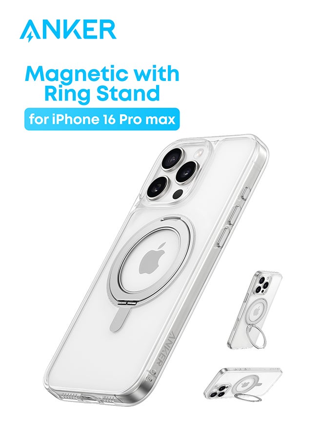 Anker Ultra Magnetic for iPhone 16 Pro Max Case with Sturdy 360° Ring Stand, Military-Grade Shockproof iPhone 16 Pro Max Kickstand Compatible with MagSafe Clear  - Image 1