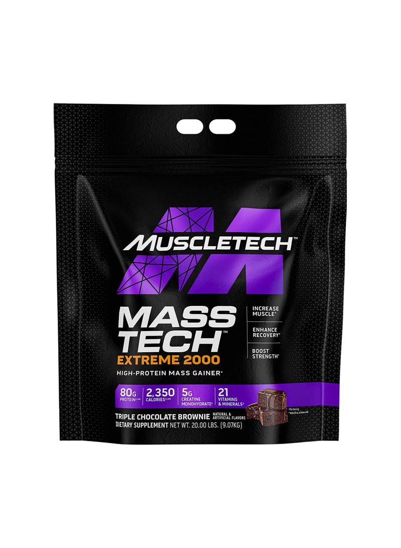 ماسل تيك Muscletech Mass Gainer Protein Powder, Mass-Tech Extreme 2000, Muscle Builder Whey Protein Powder, Protein + Creatine + Carb, Max-Protein Weight Gainer for Women & Men, Chocolate, 20 lbs  - Image 1