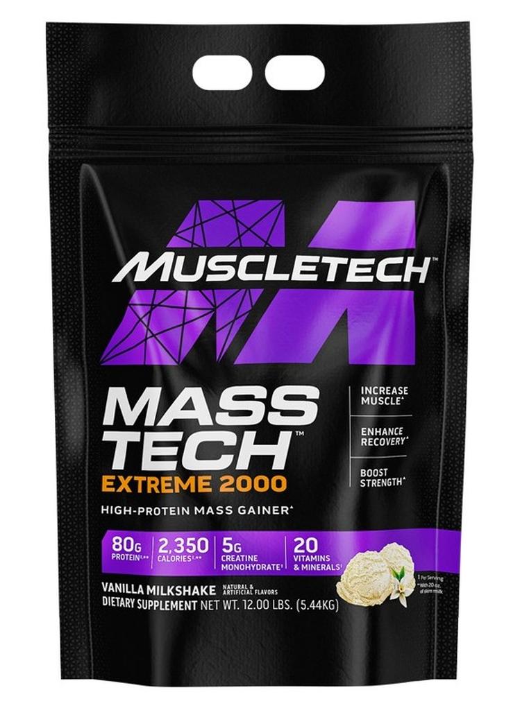 ماسل تيك مسكلتيك ماس غاينر بروتين باودر ماس تيك إكستريم 2000 باني العضلات بروتين واي باودر بروتين كرياتين كارب ماكس بروتين لزيادة الوزن للنساء والرجال نكهة ميلك شيك الفانيليا 12 رطل