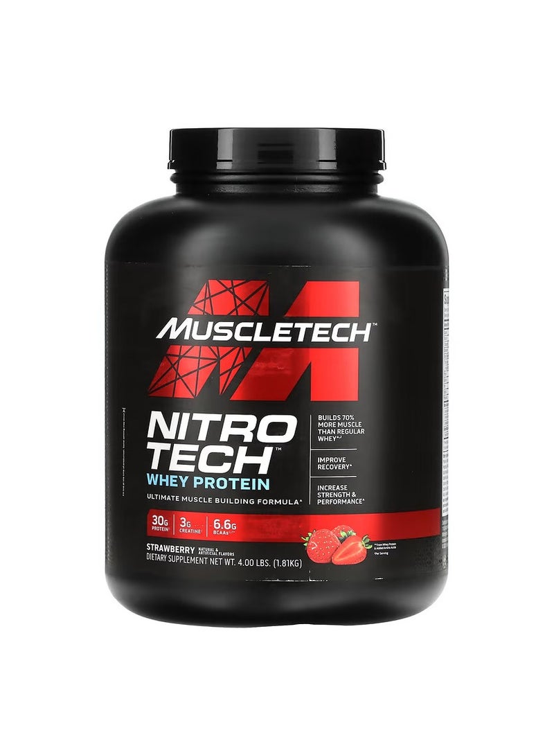 MuscleTech Nitro Tech Whey Protein Isolate and Peptides with Strawberry 4lb - Image 1
