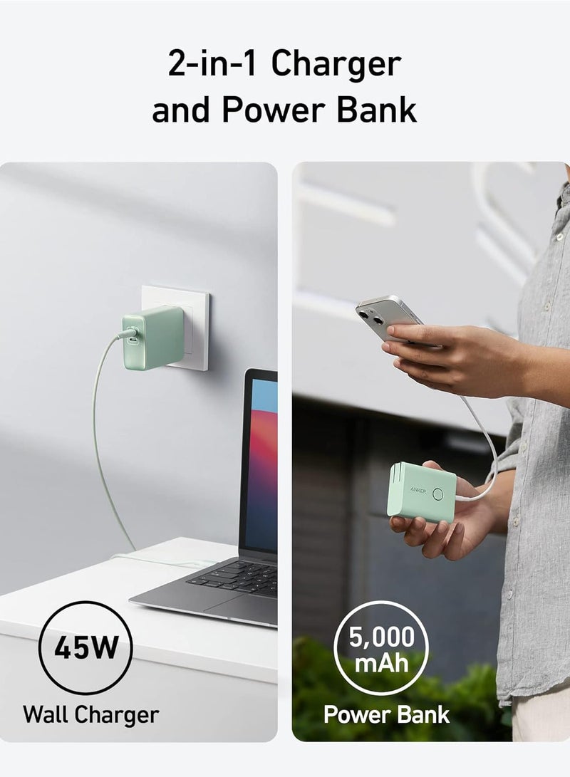 Anker - 521 Power Bank, Power Core fusion, 45W, 50000mah, Dual-Port USB-C for iPhone 15/15 Plus/15 Pro/15 Pro Max, iPhone 14/13 Series, iPhone 14/13 Series, iPad Pro, AirPods, Apple Watch - Green Green - Image 1