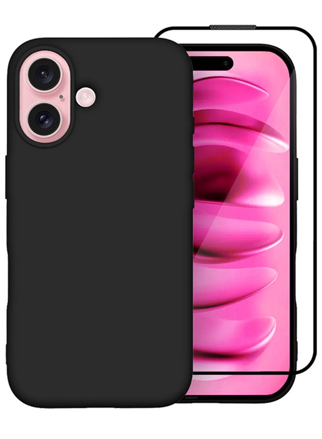 MARGOUN 2Packs Case Cover for Apple iPhone 16 Plus, Slim Silicone Case, Full Covered Anti Scratch Shockproof Protective Cover With 3D Screen Protector Black - Image 5