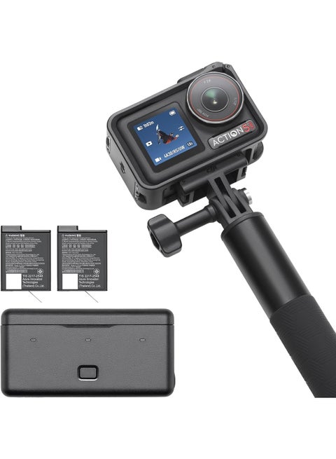 Osmo Action 5 Pro Adventure Combo - Revolutionary Image Quality Action Camera, Bursting With 40MP of Action,upgraded to 4K/120fps,1/1.3″Sensor, Dual OLED Touchscreens,47GB Built-in Storage