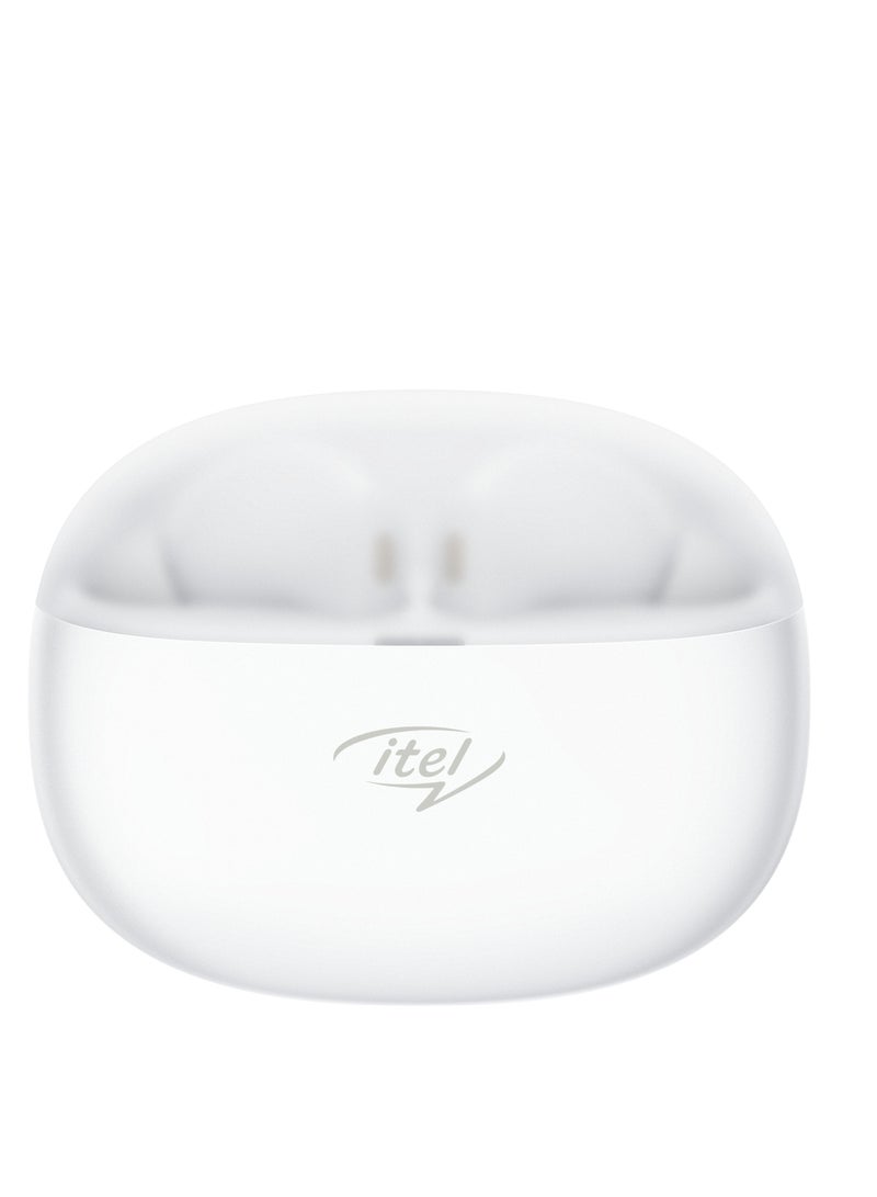 إيتيل - سماعات أذن لاسلكية Itel T11 مع وقت تشغيل يصل إلى 40 ساعة، وميكروفون رباعي ENC، وتصنيف IPX5، ومكبرات صوت Bass Boost مقاس 10 مم، وإصدار BT 5.3، وشحن سريع - من النوع C - Image 1