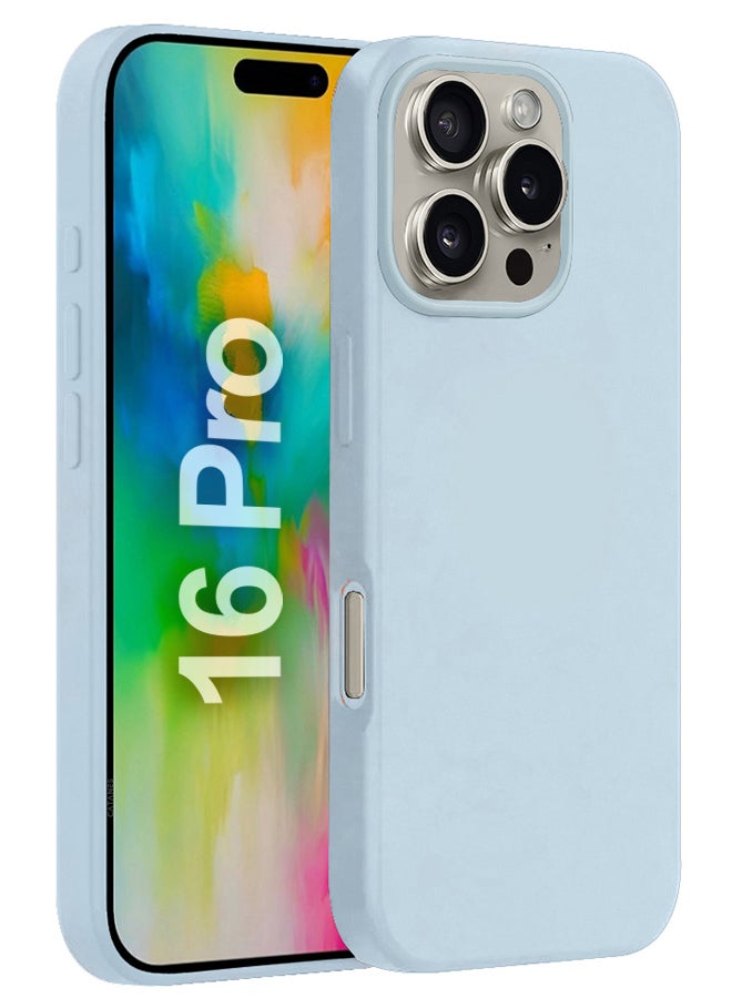 MARGOUN Silicone Case Cover for Apple iPhone 16 Pro, Liquid Gel Soft Ultra Slim Shockproof Back Case Cover Full Body Protection  - Light Blue - Image 1