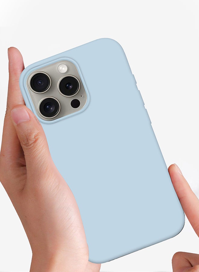 MARGOUN Silicone Case Cover for Apple iPhone 16 Pro, Liquid Gel Soft Ultra Slim Shockproof Back Case Cover Full Body Protection  - Light Blue - Image 5