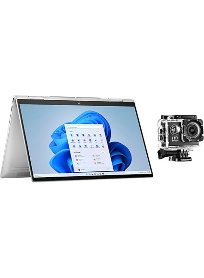 HP Envy 2 In 1 (Upgraded Version) Laptop With 15.6-Inch Display, Intel Core i7-1355U Processor/16GB RAM/512GB SSD/Intel Iris XE Graphics/Windows 11 With Free Sports Action Camera English Silver  - Image 1