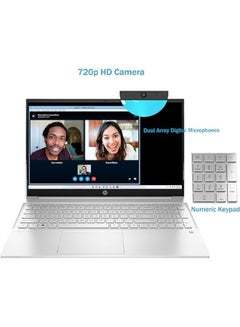 HP Newest Pavilion (Upgraded Version) Laptop With 15.6-Inch Display, Intel Core i7-1355U Processor/64GB RAM/1TB SSD/Intel Iris XE Graphics/Windows 11 Pro +32GB USB Card English Silver  - Image 4