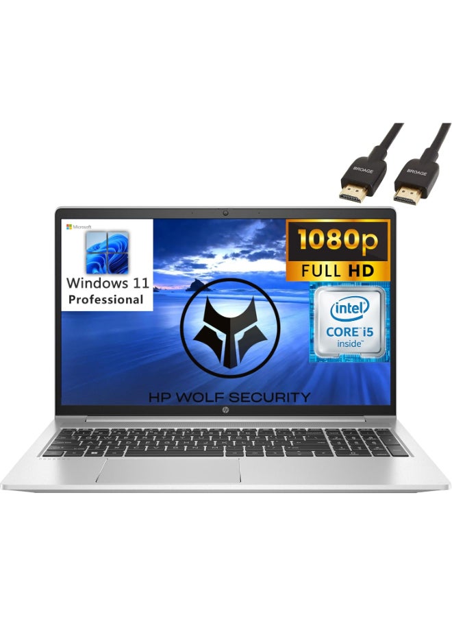HP ProBook 450 G9 Laptop With 15.6-Inch Display, Intel Core i5-1235u Processor/64GB RAM/2TB SSD/Intel Iris XE Graphics/Windows 11 Pro + BROAG HDMI Cable English Silver - Image 1