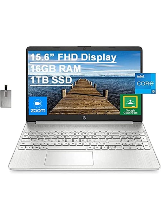 HP 15.6" FHD  Laptop With 15.6-Inch Display, Intel Core i5-1135G7 Processor/16GB RAM/1TB SSD/Intel Iris XE Graphics/Windows 10 + 32GB USB Card English Silver - Image 1
