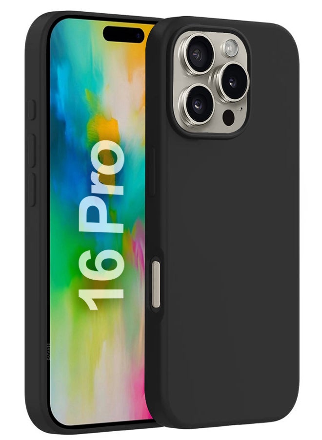 MARGOUN Silicone Case Cover for Apple iPhone 16 Pro, Liquid Gel Soft Ultra Slim Shockproof Back Case Cover Full Body Protection  - Black - Image 1