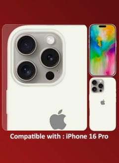 MARGOUN (for iPhone 16 Pro) Case, Slim Silicone Case, Full Covered Anti Scratch Shockproof Protective Cover White  - Image 3