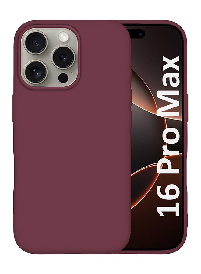 MARGOUN Silicone Case Cover for Apple iPhone 16 Pro Max, Full Body Protection, Shockproof and Anti Fall - Maroon  - Image 1