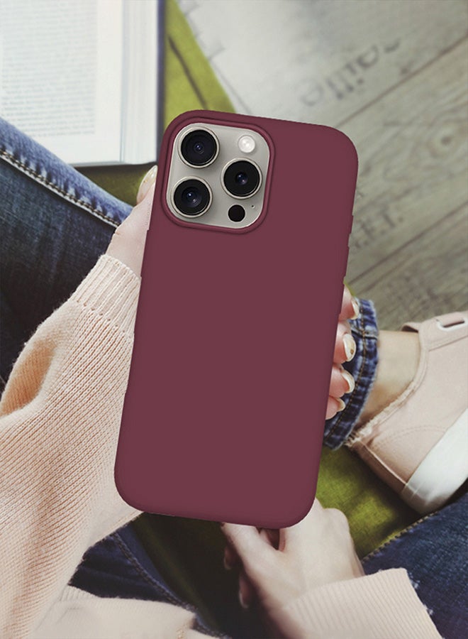 MARGOUN Silicone Case Cover for Apple iPhone 16 Pro Max, Full Body Protection, Shockproof and Anti Fall - Maroon  - Image 5