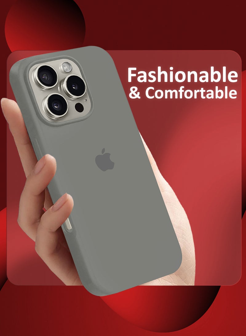 مارجون - (for iPhone 16 Pro Max) Case, Slim Silicone Case, Full Covered Anti Scratch Shockproof Protective Cover Light Grey - Image 1
