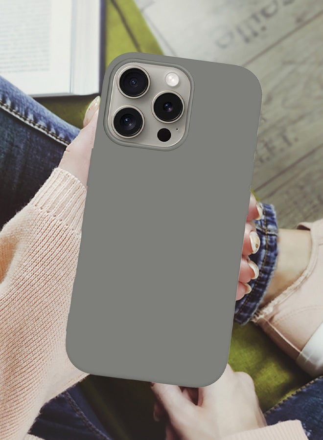 مارجون Case Cover for Apple iPhone 16 Pro Max, Slim Silicone Case, Full Covered Anti Scratch Shockproof Protective Cover Light Grey - Image 3