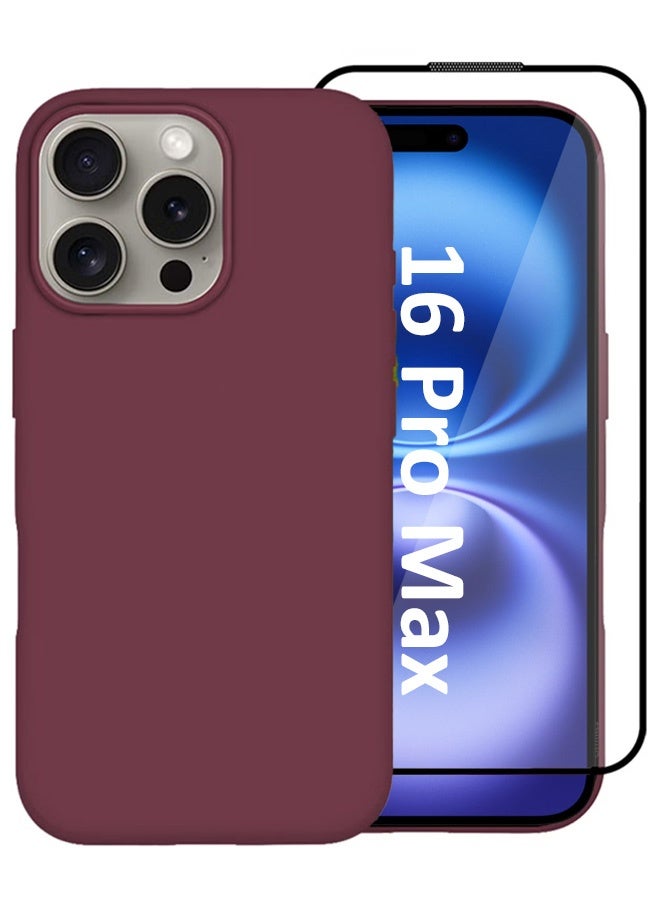 مارجون حزمة 2 من غلاف وحامي شاشة لجهاز آبل آيفون 16 برو ماكس، غلاف سيليكون رفيع، غلاف واقي كامل مضاد للخدش ومقاوم للصدمات - Image 1