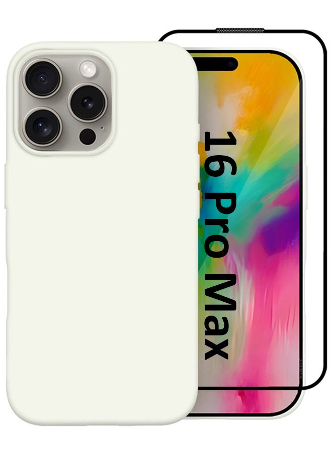 مارجون حالتين وواقٍ للشاشة لجهاز آبل آيفون 16 برو ماكس، غلاف سيليكون رفيع، غطاء واقٍ كامل مضاد للخدش ومقاوم للصدمات - Image 1