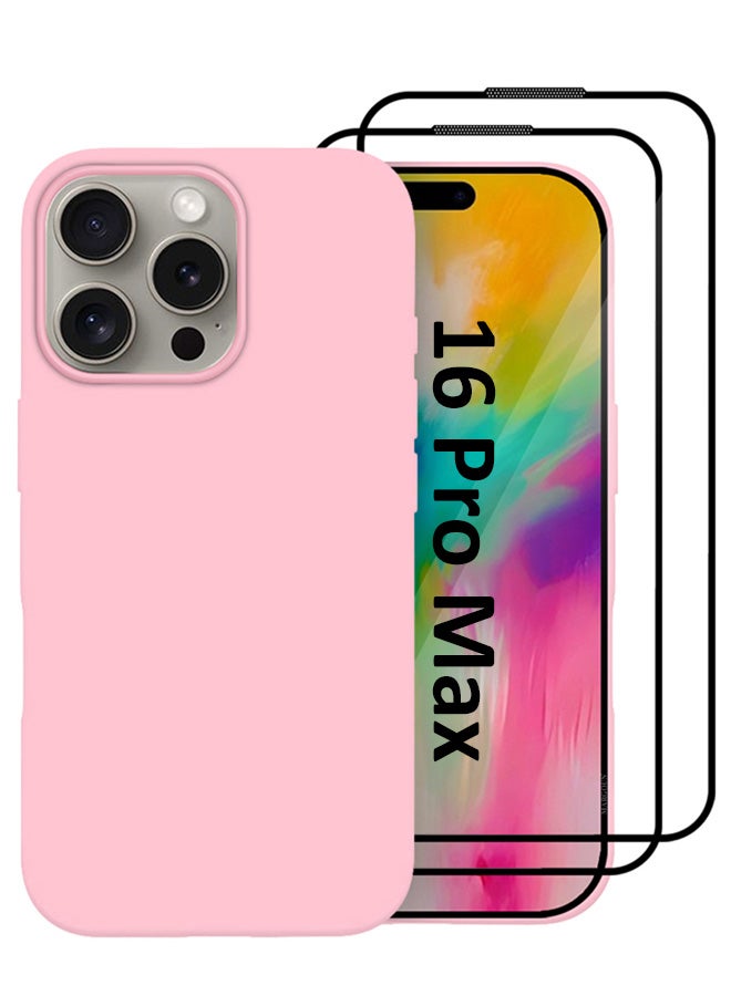 MARGOUN 3Packs Case and Screen Protectors for Apple iPhone 16 Pro Max , Slim Silicone Case, Full Covered Anti Scratch Shockproof Protective Cover Pink - Image 1