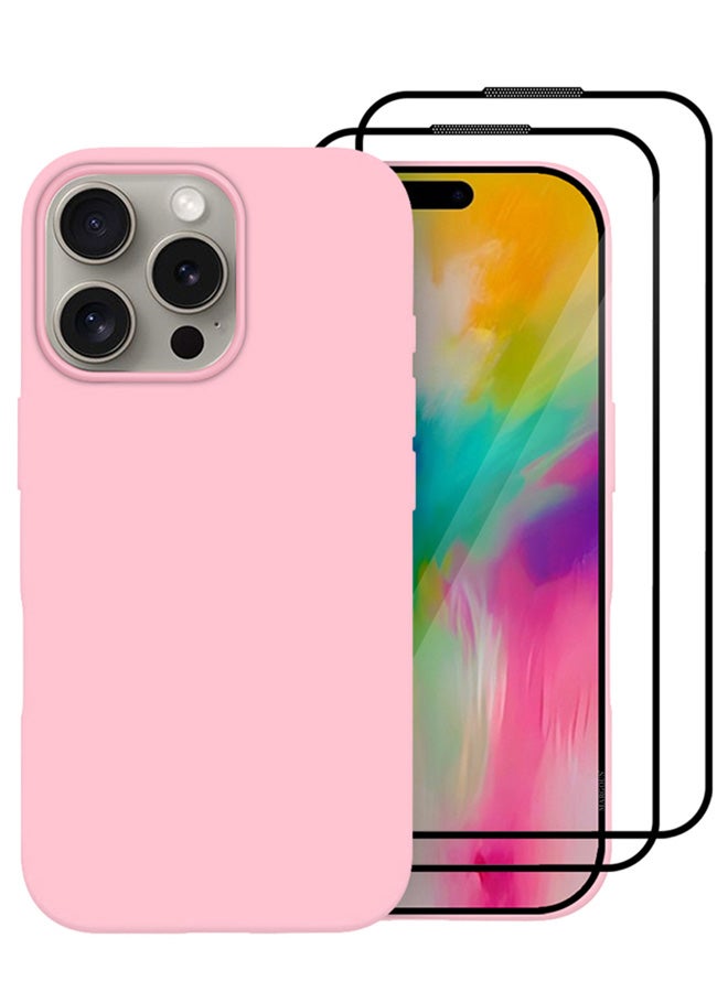 MARGOUN 3Packs Case and Screen Protectors for Apple iPhone 16 Pro Max , Slim Silicone Case, Full Covered Anti Scratch Shockproof Protective Cover Pink - Image 2