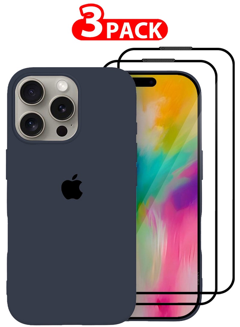 MARGOUN (for iPhone 16 Pro Max) 3 Pack Case and 2 Screen Protectors, Slim Silicone Case, Full Covered Anti Scratch Shockproof Protective Cover Deep Blue  - Image 1