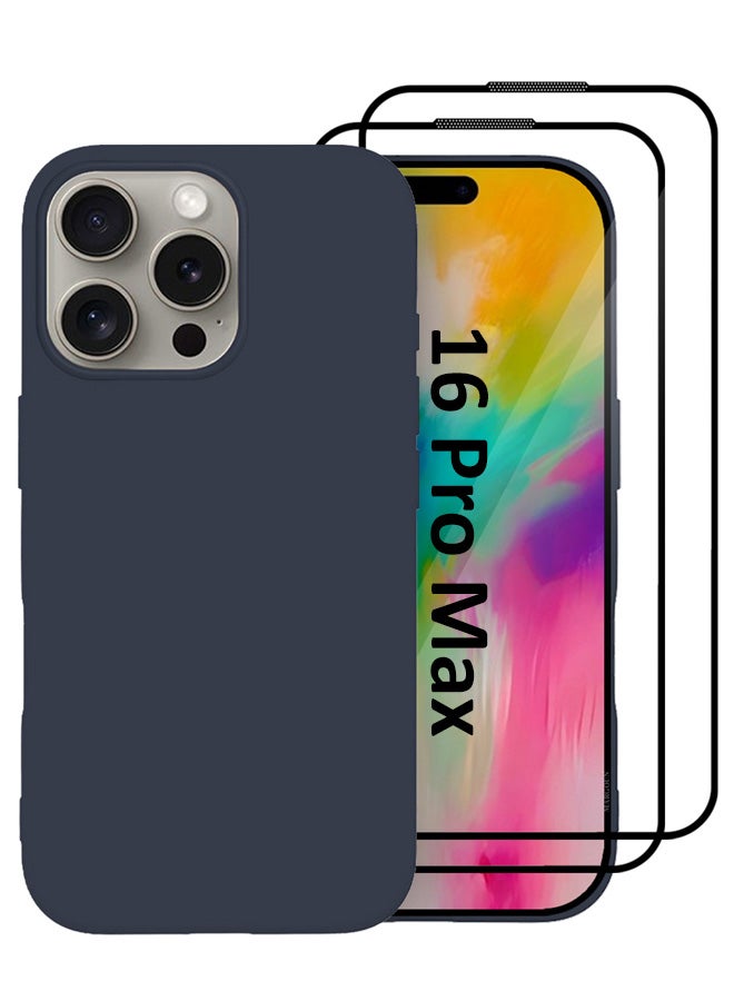 MARGOUN 3Packs Case and Screen Protectors for Apple iPhone 16 Pro Max , Slim Silicone Case, Full Covered Anti Scratch Shockproof Protective Cover Deep Blue - Image 1