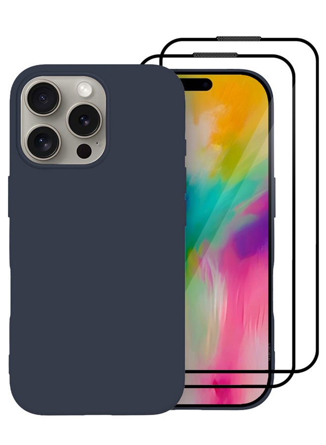 MARGOUN 3Packs Case and Screen Protectors for Apple iPhone 16 Pro Max , Slim Silicone Case, Full Covered Anti Scratch Shockproof Protective Cover Deep Blue - Image 2