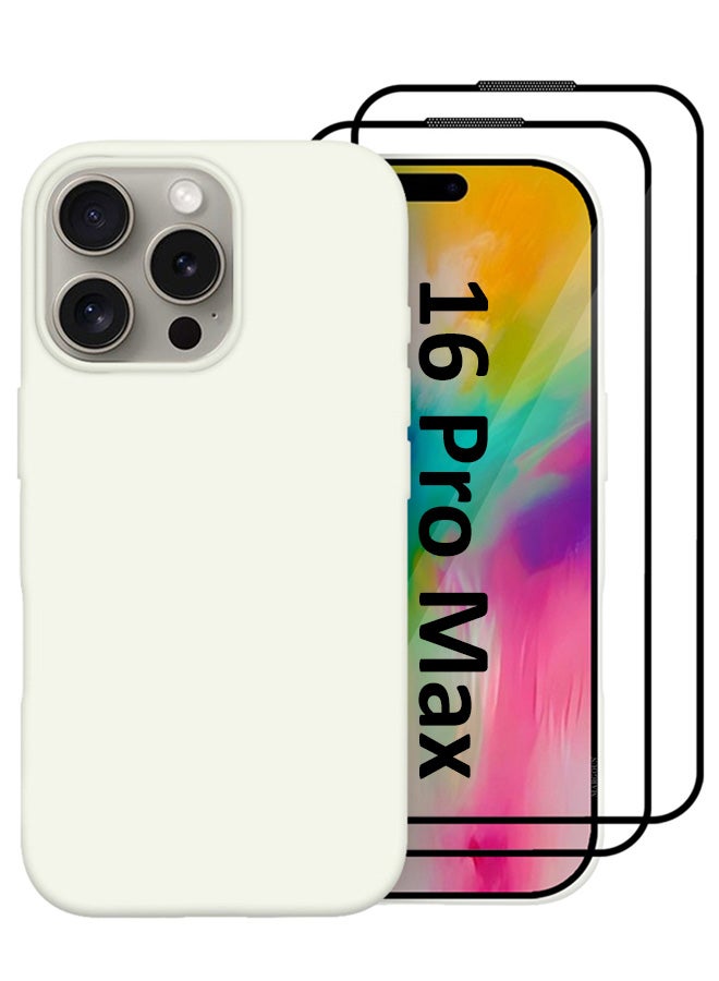 MARGOUN 3Packs Case and Screen Protectors for Apple iPhone 16 Pro Max , Slim Silicone Case, Full Covered Anti Scratch Shockproof Protective Cover White - Image 1