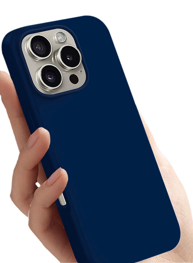 مارجون Silicone Case Cover For Apple iPhone 16 Pro Max, Full Body Protection, Shockproof And Anti Fall - Dark Blue - Image 2
