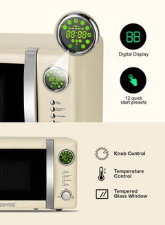 GEEPAS Digital Microwave Oven With 12 Quick Start Presets For a Variety Of Dishes, Defrost Function, Digital Display, Child Lock Function, Precise Cooking Controls 20 L 700 W GMO2025CW Cream  - Image 4