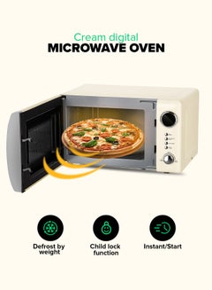 GEEPAS Digital Microwave Oven With 12 Quick Start Presets For a Variety Of Dishes, Defrost Function, Digital Display, Child Lock Function, Precise Cooking Controls 20 L 700 W GMO2025CW Cream  - Image 5