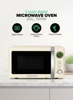 GEEPAS Digital Microwave Oven With 12 Quick Start Presets For a Variety Of Dishes, Defrost Function, Digital Display, Child Lock Function, Precise Cooking Controls 20 L 700 W GMO2025CW Cream  - Image 3