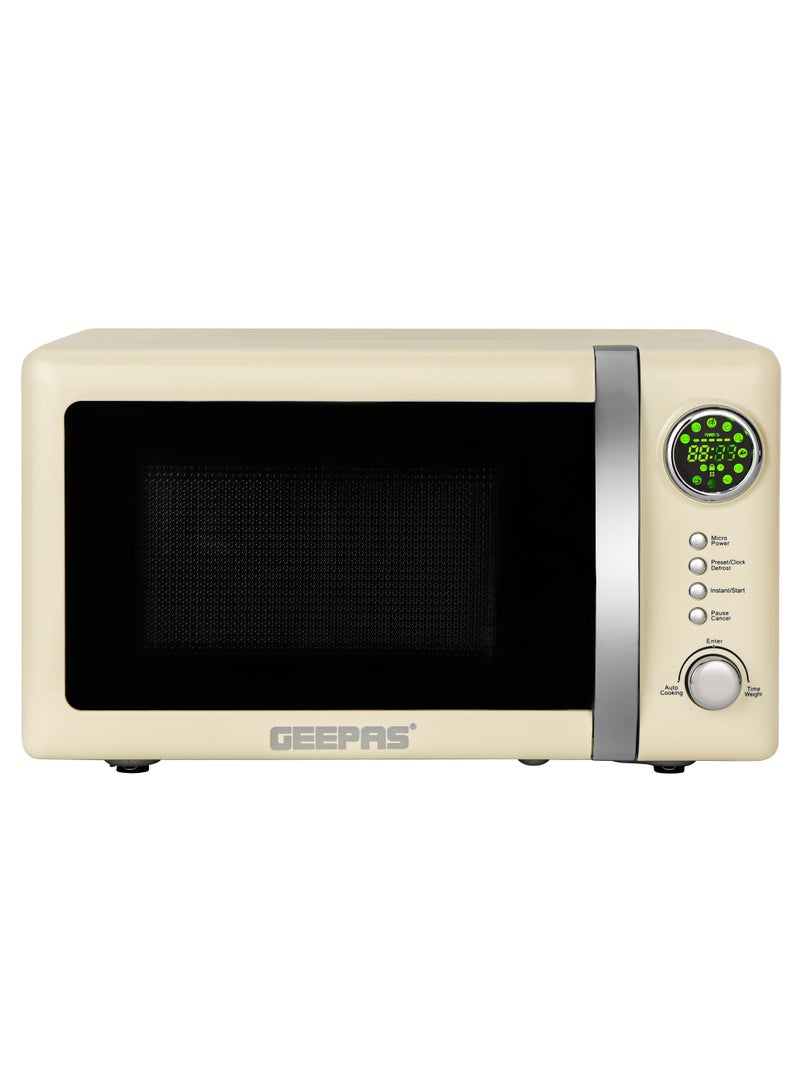 GEEPAS - Digital Microwave Oven With 12 Quick Start Presets For a Variety Of Dishes, Defrost Function, Digital Display, Child Lock Function, Precise Cooking Controls 20 L 700 W GMO2025CW Cream - Image 1