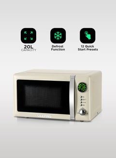 GEEPAS Digital Microwave Oven With 12 Quick Start Presets For a Variety Of Dishes, Defrost Function, Digital Display, Child Lock Function, Precise Cooking Controls 20 L 700 W GMO2025CW Cream  - Image 2