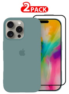 MARGOUN (for iPhone 16 Pro Max) 2 Pack Case and Screen Protector, Slim Silicone Case, Full Covered Anti Scratch Shockproof Protective Cover Cactus Green  - Image 1