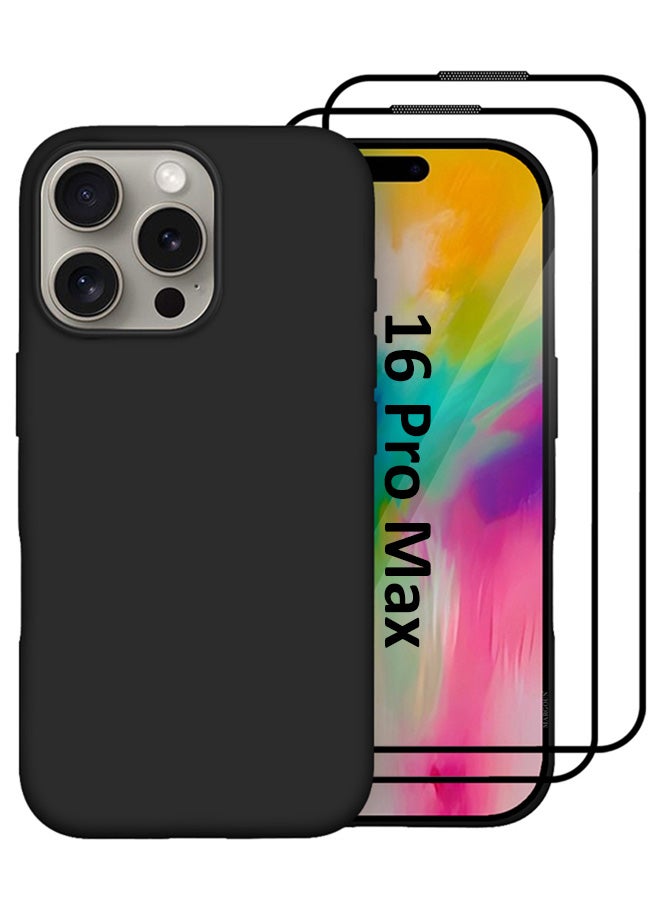 MARGOUN 3Packs Case and Screen Protectors for Apple iPhone 16 Pro Max , Slim Silicone Case, Full Covered Anti Scratch Shockproof Protective Cover Black - Image 1