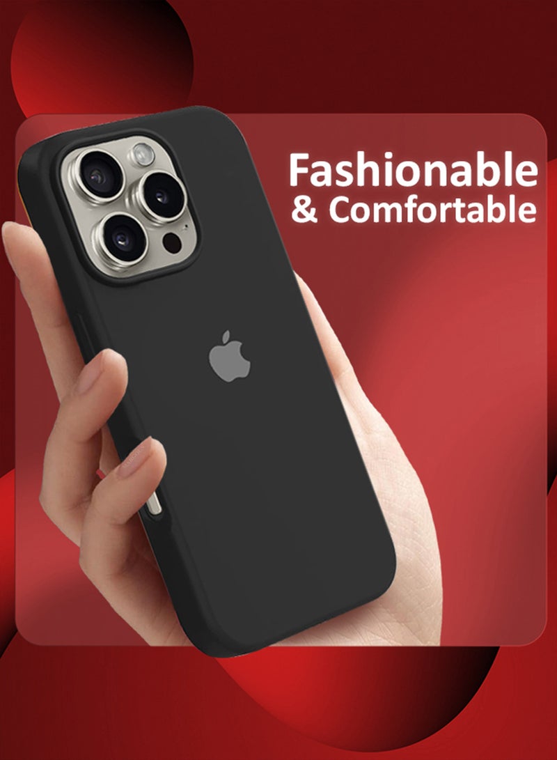 مارجون - (for iPhone 16 Pro Max) Case, Slim Silicone Case, Full Covered Anti Scratch Shockproof Protective Cover Black - Image 1
