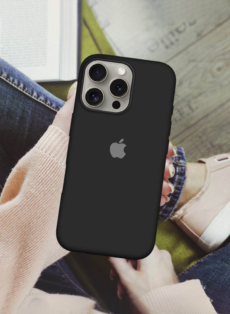 مارجون - (for iPhone 16 Pro Max) Case, Slim Silicone Case, Full Covered Anti Scratch Shockproof Protective Cover Black - Image 1