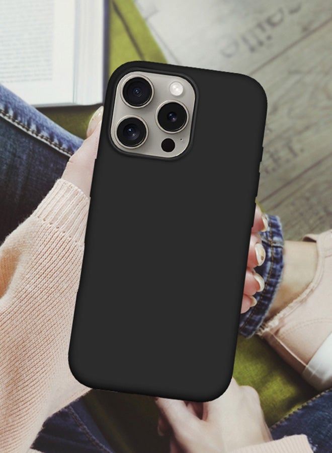 مارجون Case Cover for Apple iPhone 16 Pro Max , Slim Silicone Case, Full Covered Anti Scratch Shockproof Protective Cover Black - Image 3