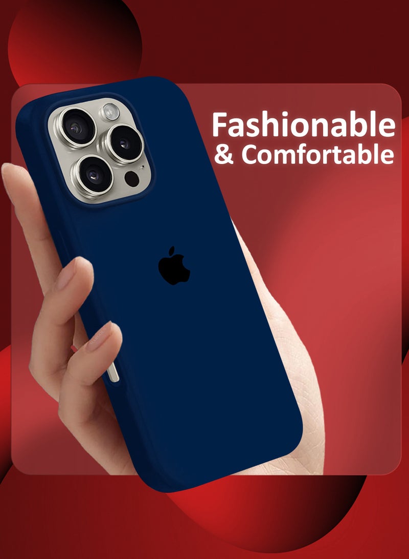 مارجون (for iPhone 16 Pro Max) 2 Pack Case and Screen Protector, Slim Silicone Case, Full Covered Anti Scratch Shockproof Protective Cover Dark Blue - Image 3