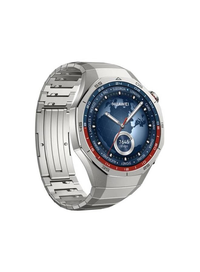 HUAWEI - WATCH GT5 Pro 46mm Smartwatch, Sharp-Edged Design, up to 14 Days Battery Life, Pro-level Sports Watch, Health Tracking, Compatible with iOS and Android (With Freebuds 5) Titanium - Image 1