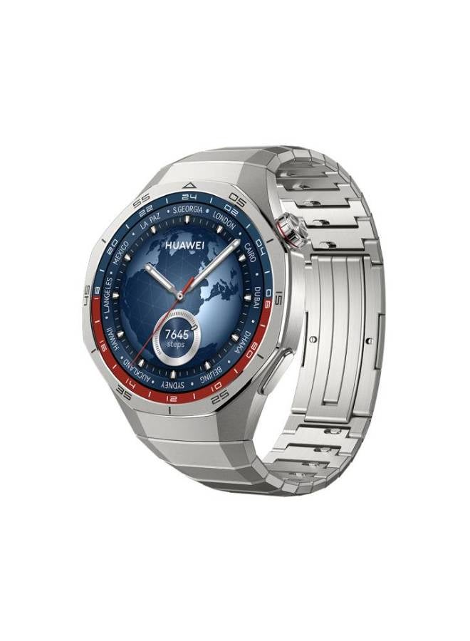 HUAWEI - WATCH GT5 Pro 46mm Smartwatch, Sharp-Edged Design, up to 14 Days Battery Life, Pro-level Sports Watch, Health Tracking, Compatible with iOS and Android (With Freebuds 5) Titanium - Image 1