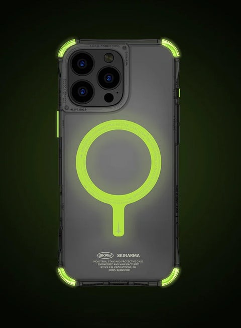 Saido NiteGlow Mag-Charge Designed With Reinforced Corner Impact Bumpers Night Glow with Photoluminescent Glow in Dark Details Compatible With iPhone 16 Pro Max Green