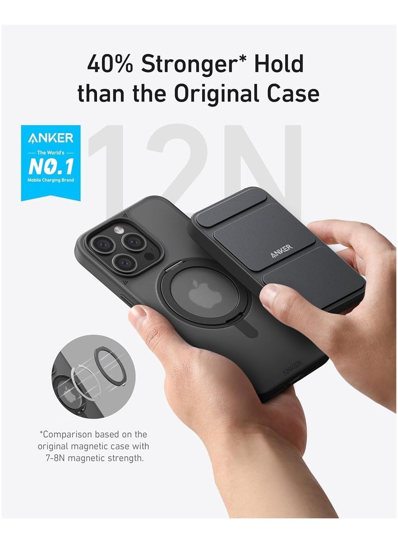 آنكر Magnetic Phone Case for iPhone 15 Pro Case Cover, Anti-Slip and Drop-Proof Protective Cover with 360° Ring Stand, iPhone Case Compatible with MagSafe, Exclusively Designed for iPhone 15 Pro Black  - Image 3
