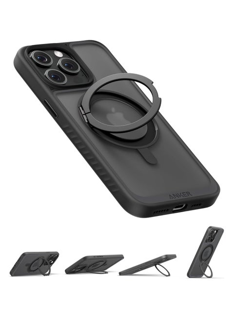Magnetic Phone Case for iPhone 15 Pro Case Cover, Anti-Slip and Drop-Proof Protective Cover with 360° Ring Stand, iPhone Case Compatible with MagSafe, Exclusively Designed for iPhone 15 Pro Black