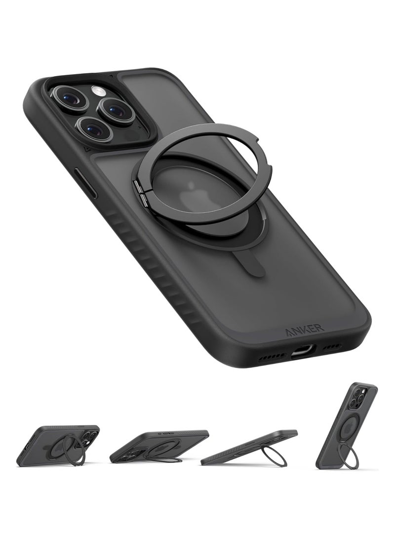 آنكر Magnetic Phone Case for iPhone 15 Pro Case Cover, Anti-Slip and Drop-Proof Protective Cover with 360° Ring Stand, iPhone Case Compatible with MagSafe, Exclusively Designed for iPhone 15 Pro Black  - Image 1