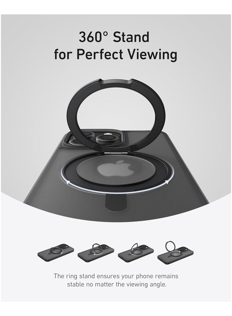 آنكر Magnetic Phone Case for iPhone 15 Pro Case Cover, Anti-Slip and Drop-Proof Protective Cover with 360° Ring Stand, iPhone Case Compatible with MagSafe, Exclusively Designed for iPhone 15 Pro Black  - Image 2